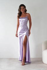 Celinee Satin Maxi Gown | Lilac