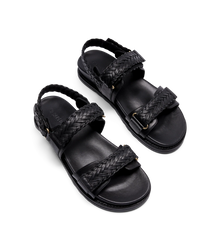 Cygnet Black Leather Chunky Sandals