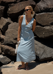 AFENDS Womens Evans - Check Maxi Dress - Overcast Check