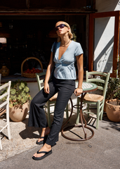 AFENDS Womens Evans - Check Wrap Top - Overcast Check
