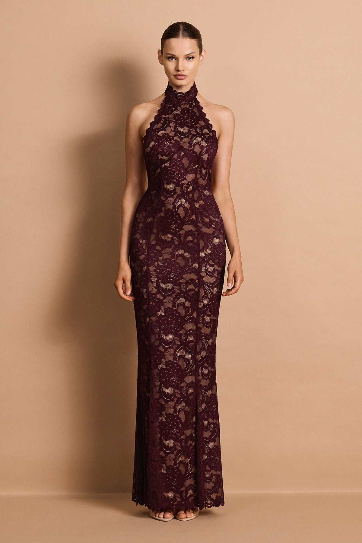 Delphine Lace Halter Gown