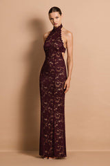 Delphine Lace Halter Gown