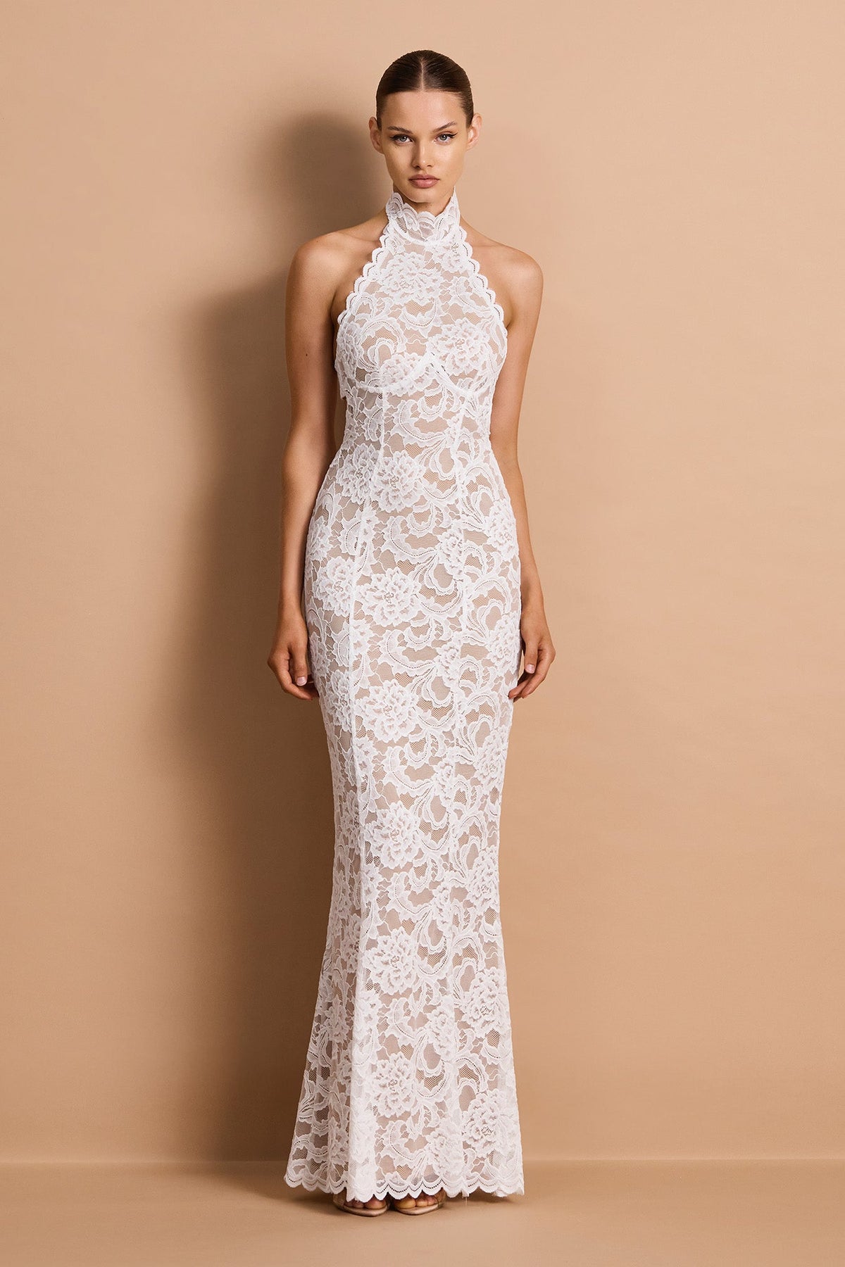 Delphine Lace Halter Gown
