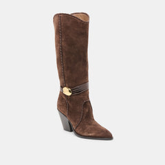 Jody Wide Calf Boots Dk Brown Suede