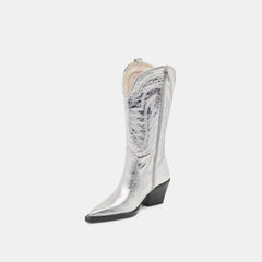 Ryland Extra Wide Calf Boots Silver Distressed Leather