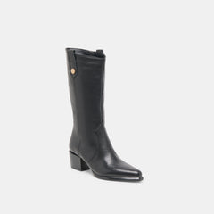 Vern Wide Calf Boots Black Leather
