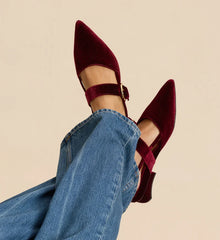 Eider Shiraz Red Velvet Sling Back Flats