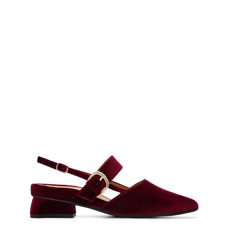 Eider Shiraz Red Velvet Sling Back Flats