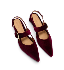 Eider Shiraz Red Velvet Sling Back Flats