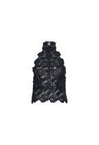 LIONESS Black Lace Halter Top - Sheer Backless Going Out Top