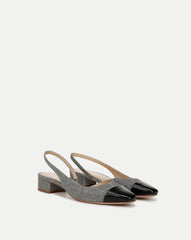 Cecile Lurex Cap-Toe Slingback