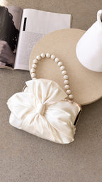 Satin Bow Clutch - Ivory