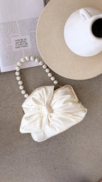 Satin Bow Clutch - Ivory