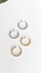Twist Hoop Earrings -Silver