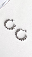 Twist Hoop Earrings -Silver