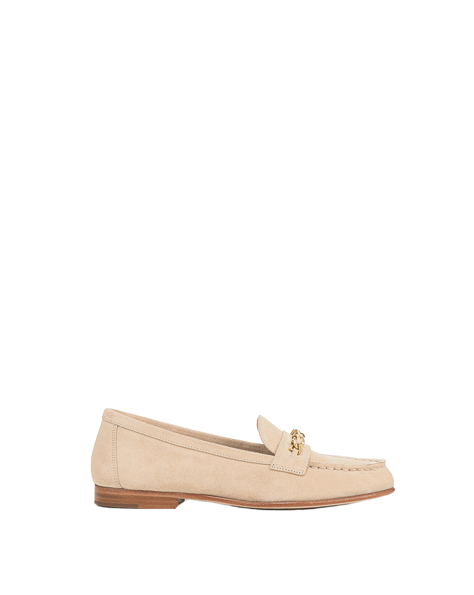 Penny Suede Chain-Link Loafer