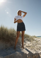 AFENDS Womens Georgia - Denim Skirt - Authentic Blue