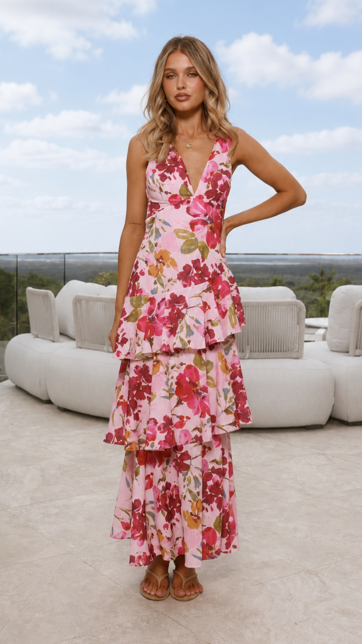 Stasie Maxi Dress - Pink Floral
