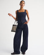 Tie-Back Square Neck Denim Top