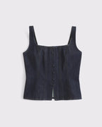 Tie-Back Square Neck Denim Top