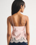 Bra-Free Bella Lace-Trim Satin Cami - Muled Pink