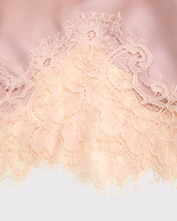 Bra-Free Bella Lace-Trim Satin Cami - Muled Pink