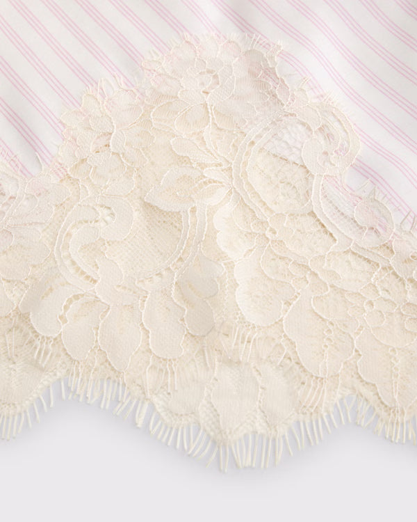 Bra-Free Bella Lace-Trim Satin Cami - Light Pink Stripe