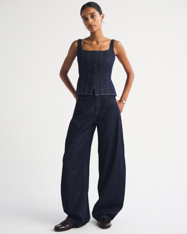 Drapey Rigid  High Rise Ultra Barrel Jean - Rinse
