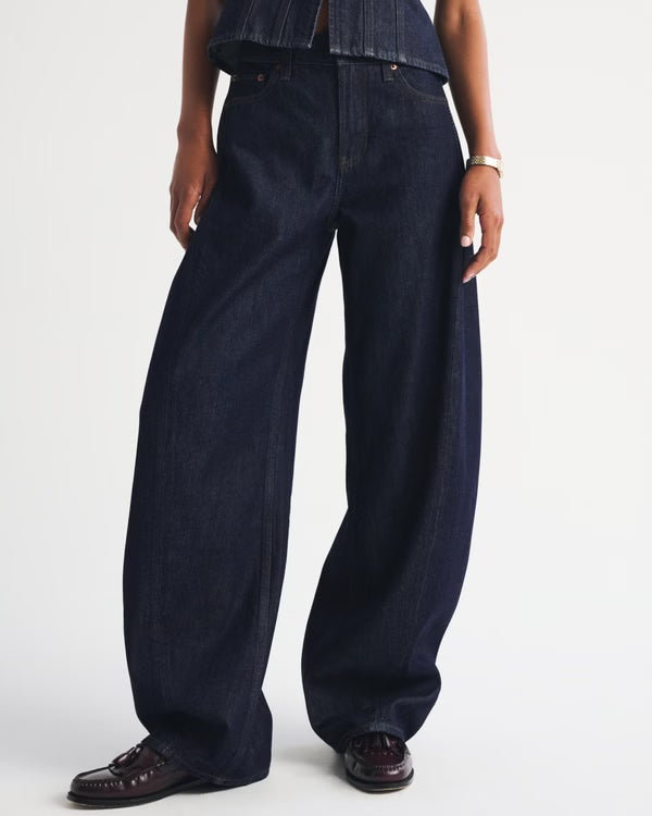 Drapey Rigid  High Rise Ultra Barrel Jean - Rinse