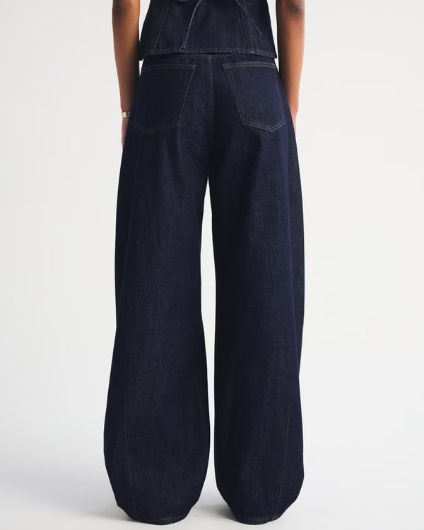 Drapey Rigid  High Rise Ultra Barrel Jean - Rinse
