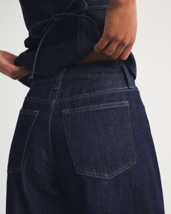 Drapey Rigid  High Rise Ultra Barrel Jean - Rinse