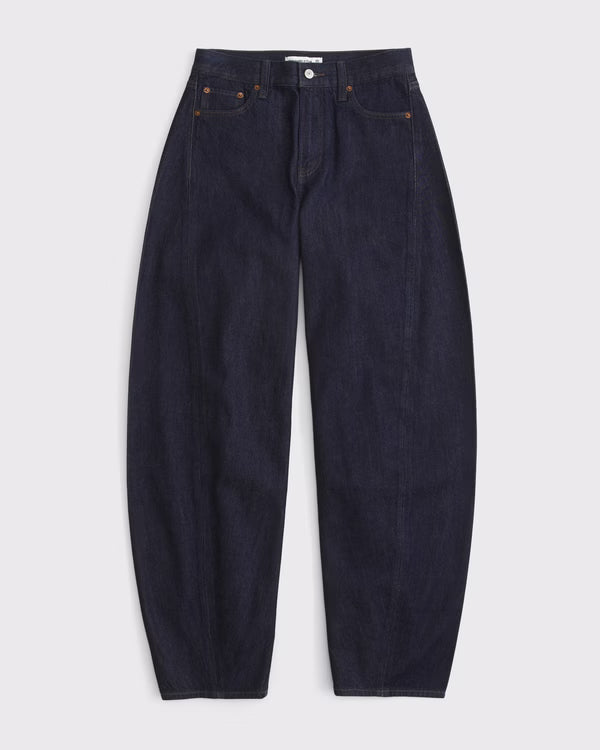 Drapey Rigid  High Rise Ultra Barrel Jean - Rinse