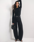 Drapey Rigid High Rise Ultra Barrel Jean - Black