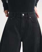 Drapey Rigid High Rise Ultra Barrel Jean - Black