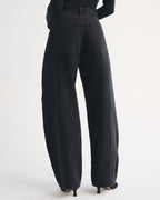 Drapey Rigid High Rise Ultra Barrel Jean - Black