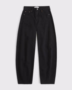 Drapey Rigid High Rise Ultra Barrel Jean - Black