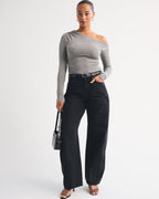 Drapey Rigid High Rise Ultra Barrel Jean - Black