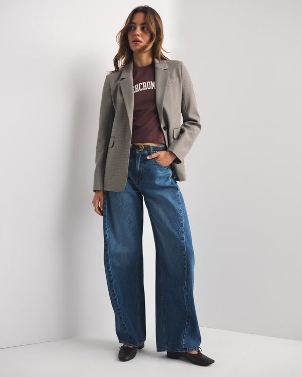 Drapey Rigid High Rise Ultra Barrel Jean - Dark