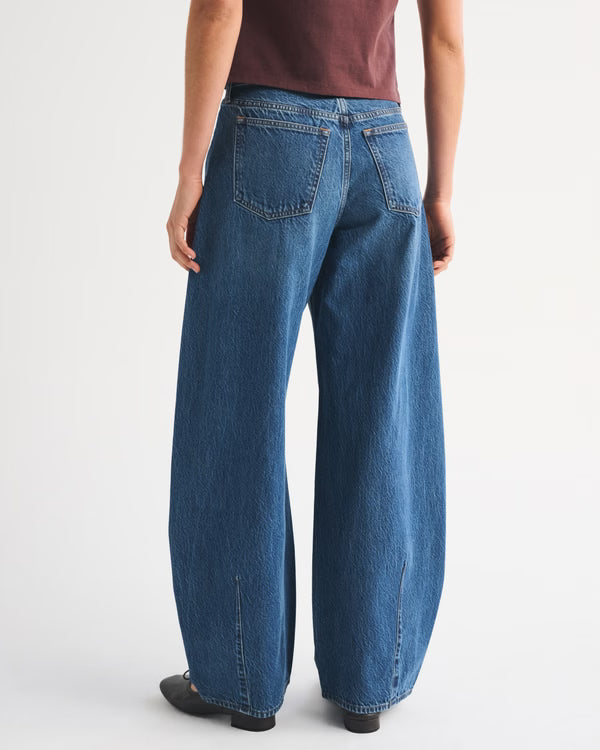 Drapey Rigid High Rise Ultra Barrel Jean - Dark