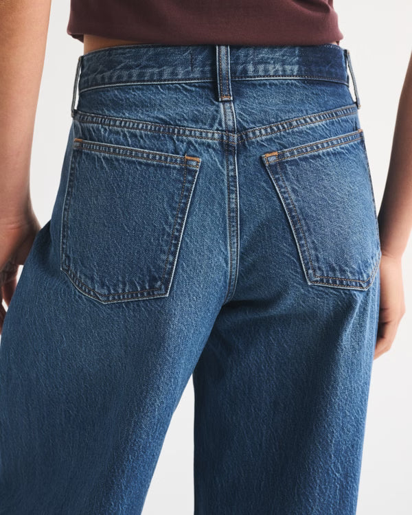 Drapey Rigid High Rise Ultra Barrel Jean - Dark
