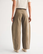 Drapey Rigid  High Rise Ultra Barrel Jean - Light Brown