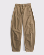 Drapey Rigid  High Rise Ultra Barrel Jean - Light Brown