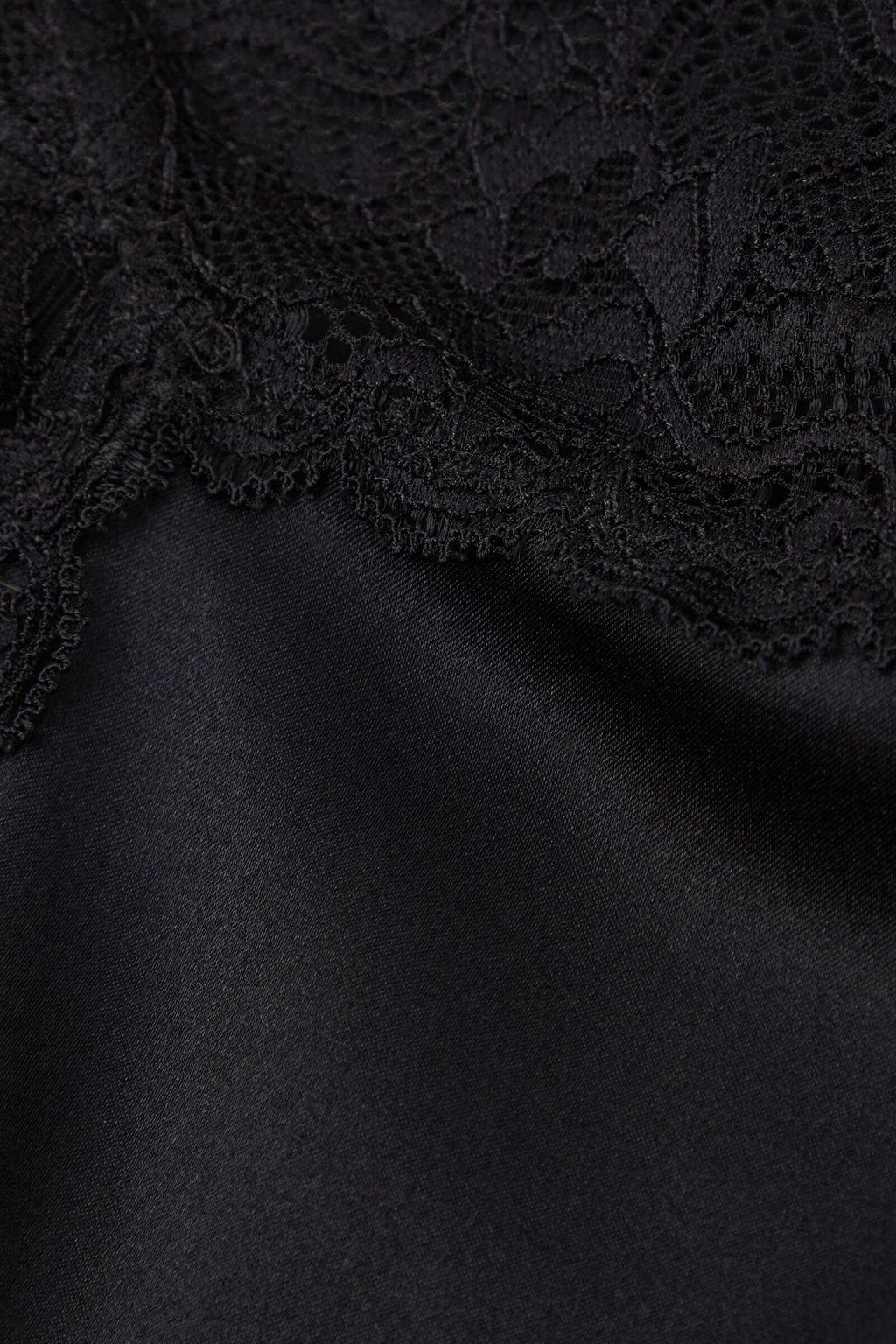 Silk Slip with Lace Insert Detail - Black