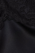 Silk Slip with Lace Insert Detail - Black