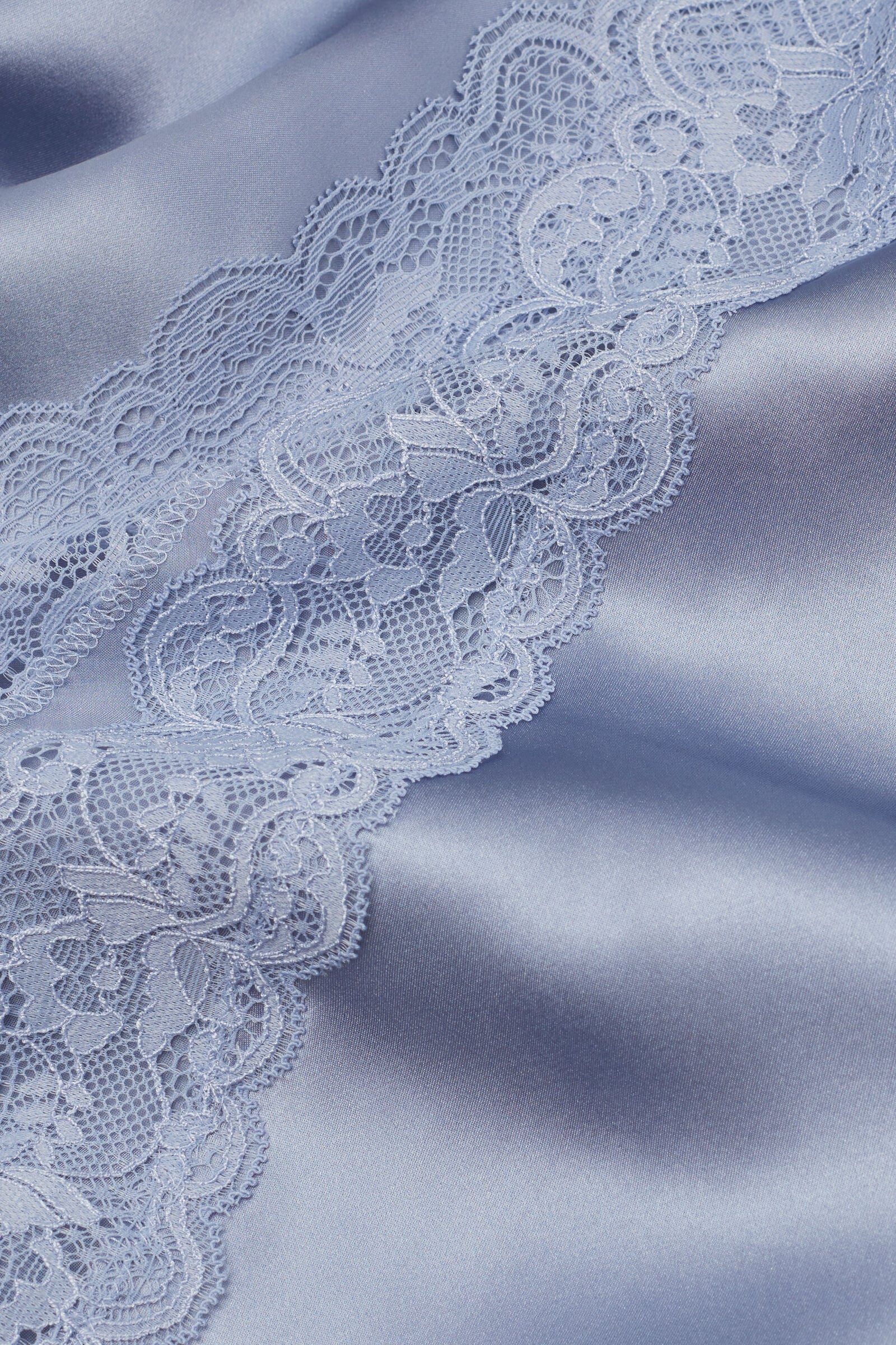 Silk Slip with Lace Insert Detail - Breeze Blue