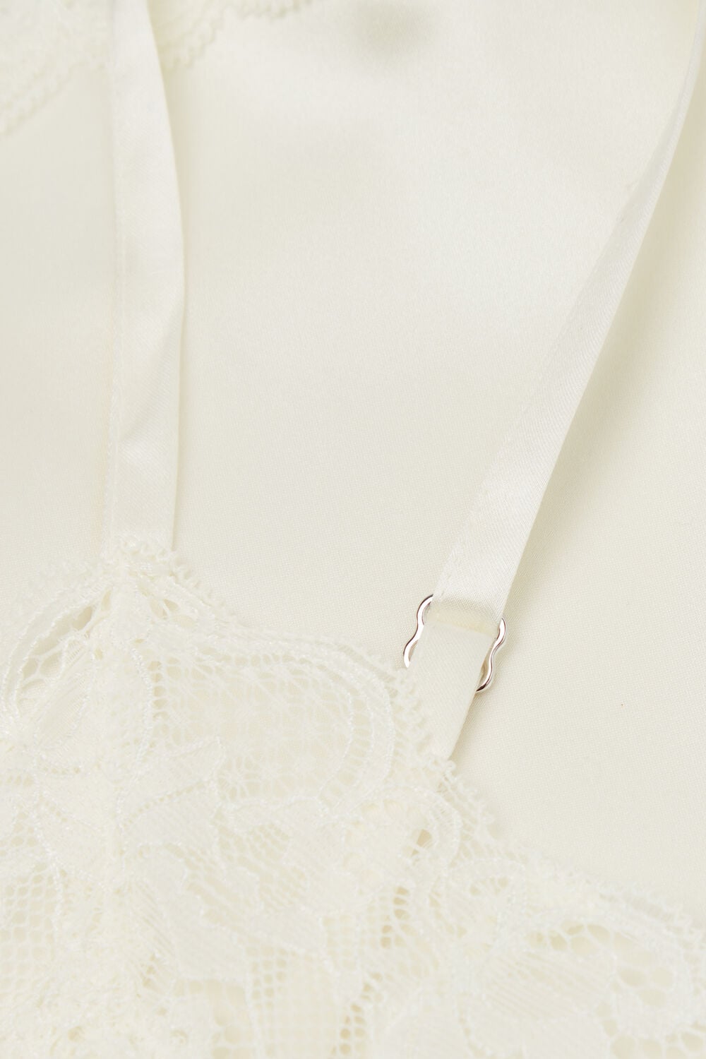 Silk Slip with Lace Insert Detail - Ivory