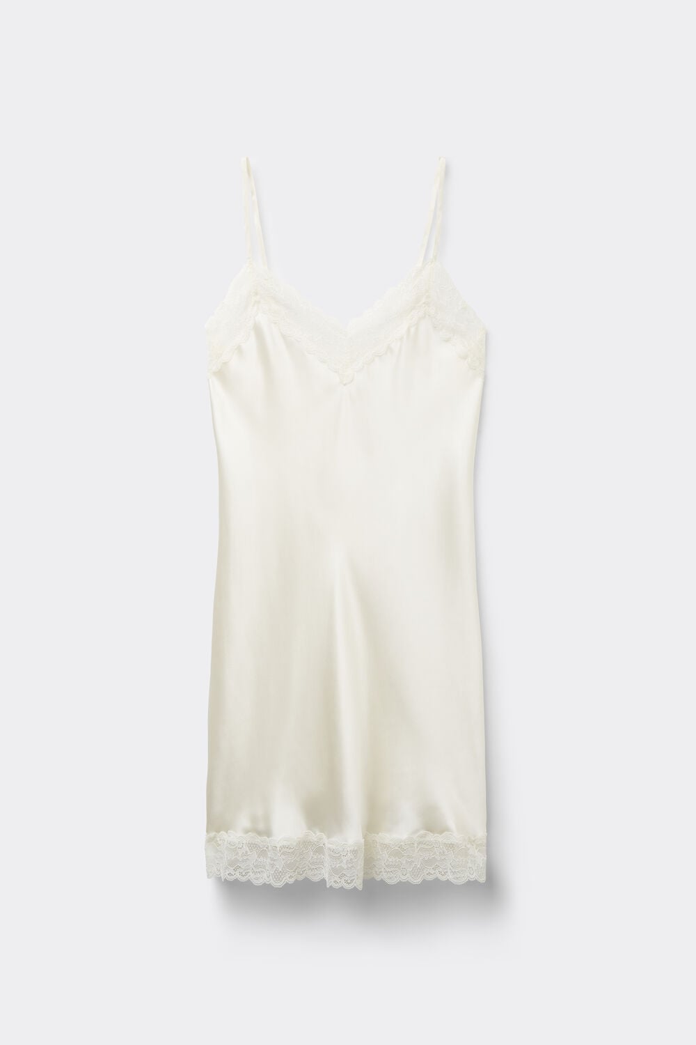 Silk Slip with Lace Insert Detail - Ivory