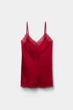 Lace Trim Silk Camisole Top