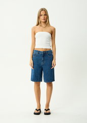 AFENDS Mens Lil C - Denim Baggy Short 22" - Authentic Blue