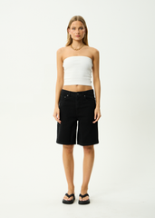 AFENDS Mens Lil C - Denim Baggy Short 22" - Washed Black